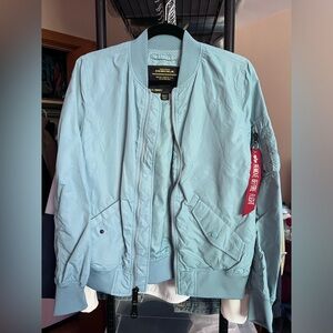 Baby Blue Alpha Industries Bomber Jacket